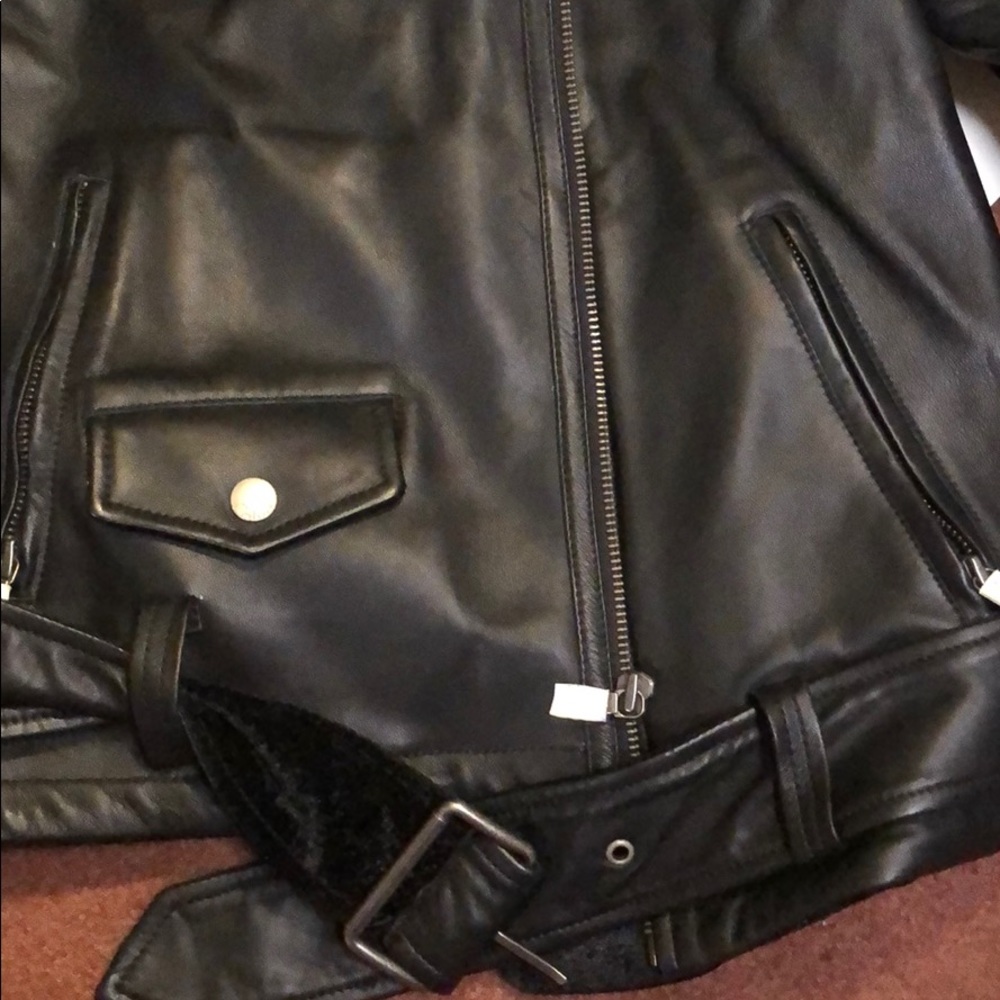 Calvin Klein Jeans velvet leather Moto jacket - Picture 6 of 8